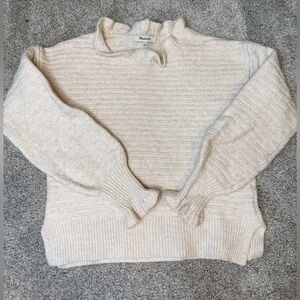 Madewell Ruffle Neck Sweater | Cotton Merino Yarn | Small